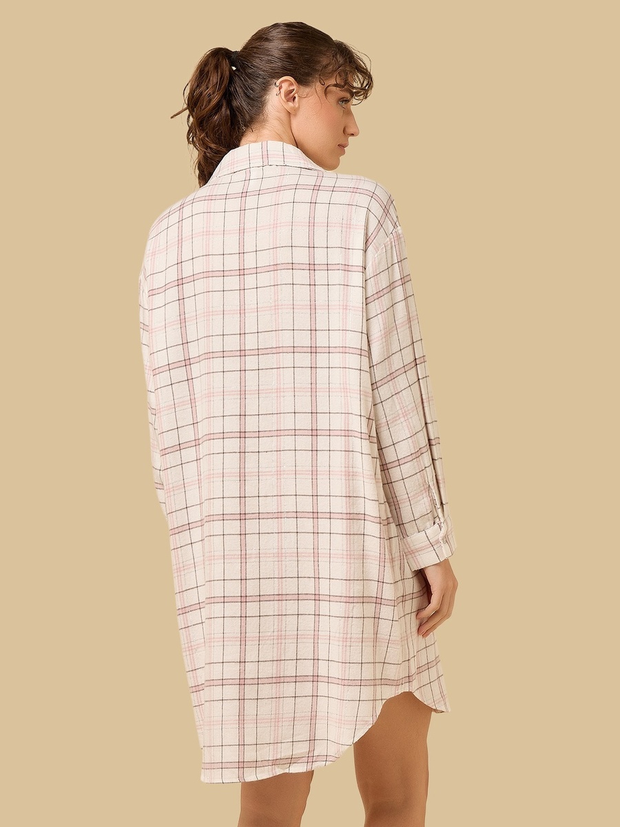 Checked Button Through Sleepshirt