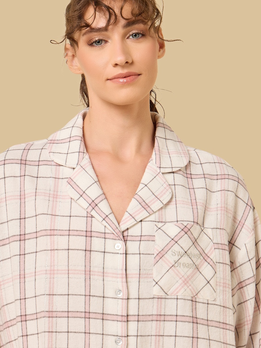 Checked Button Through Sleepshirt