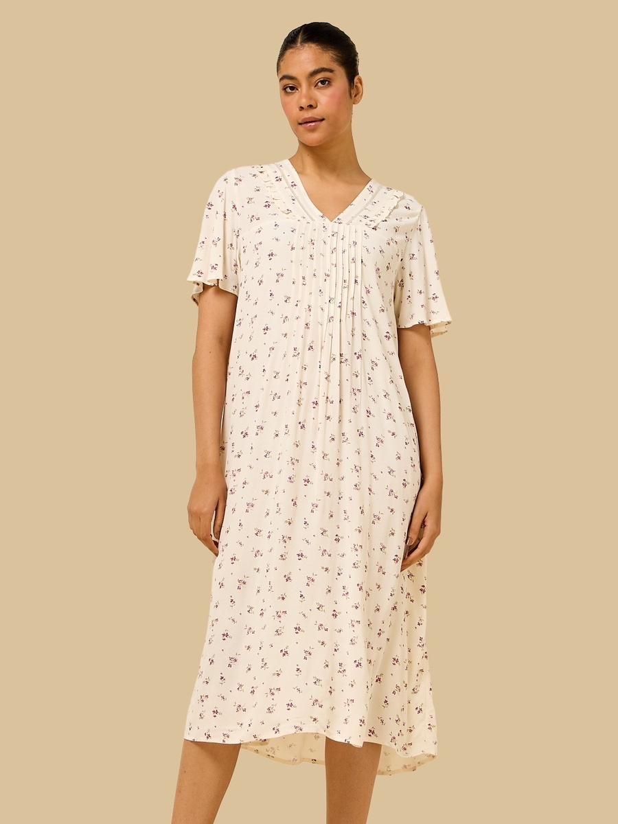 Floral Print Pintuck Night Dress