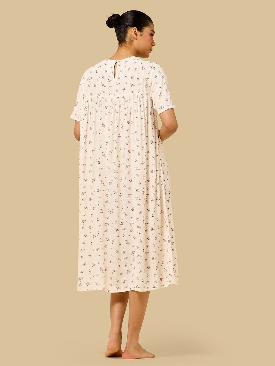Floral Print Pintuck Night Dress