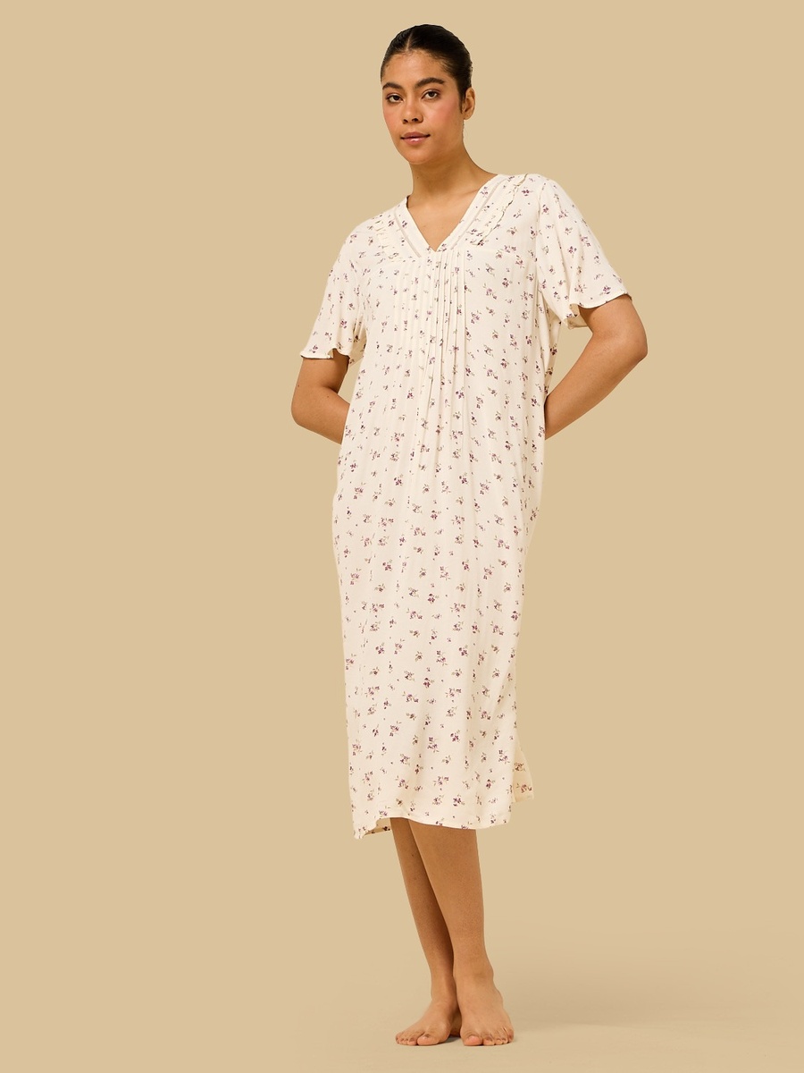 Floral Print Pintuck Night Dress