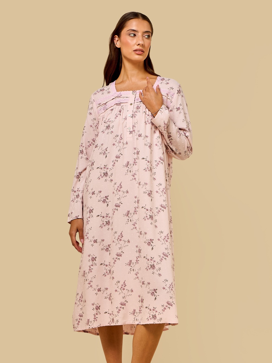 Floral Print Dobby Night Dress