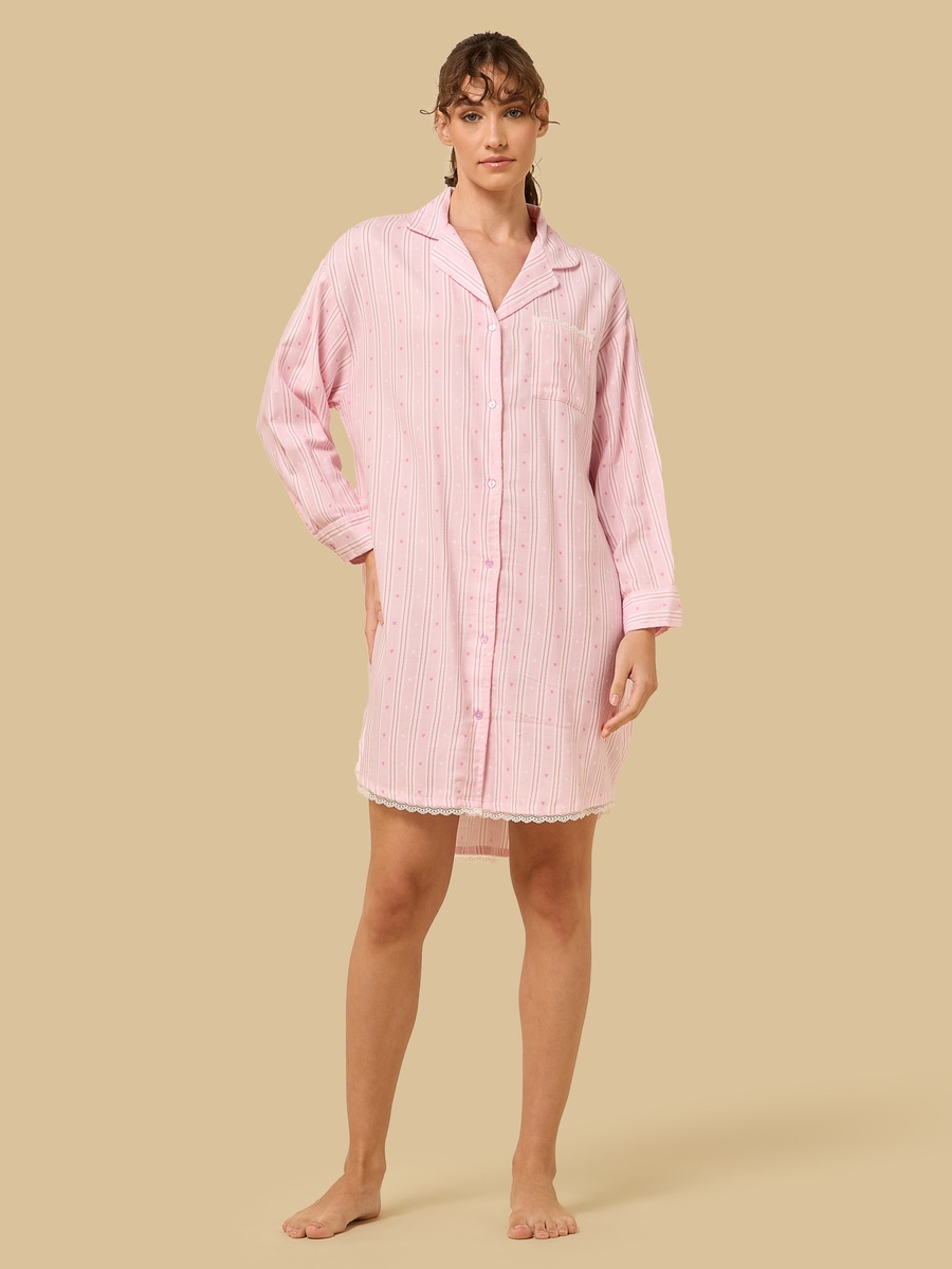Striped Button Through Sleepshirt