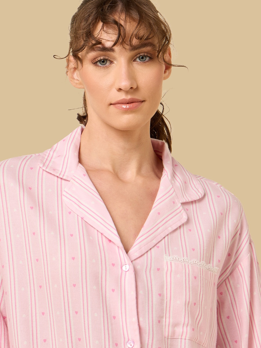 Striped Button Through Sleepshirt