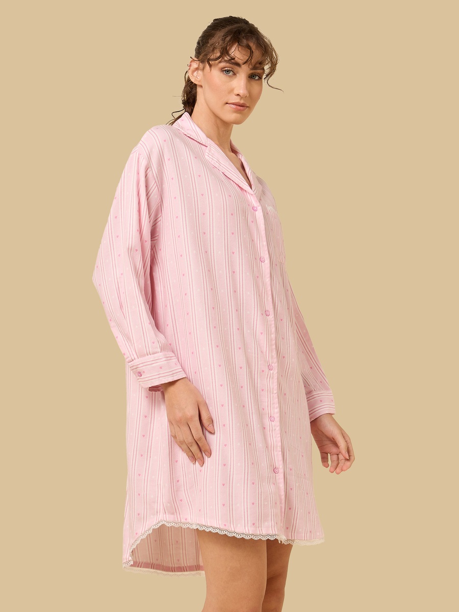 Striped Button Through Sleepshirt