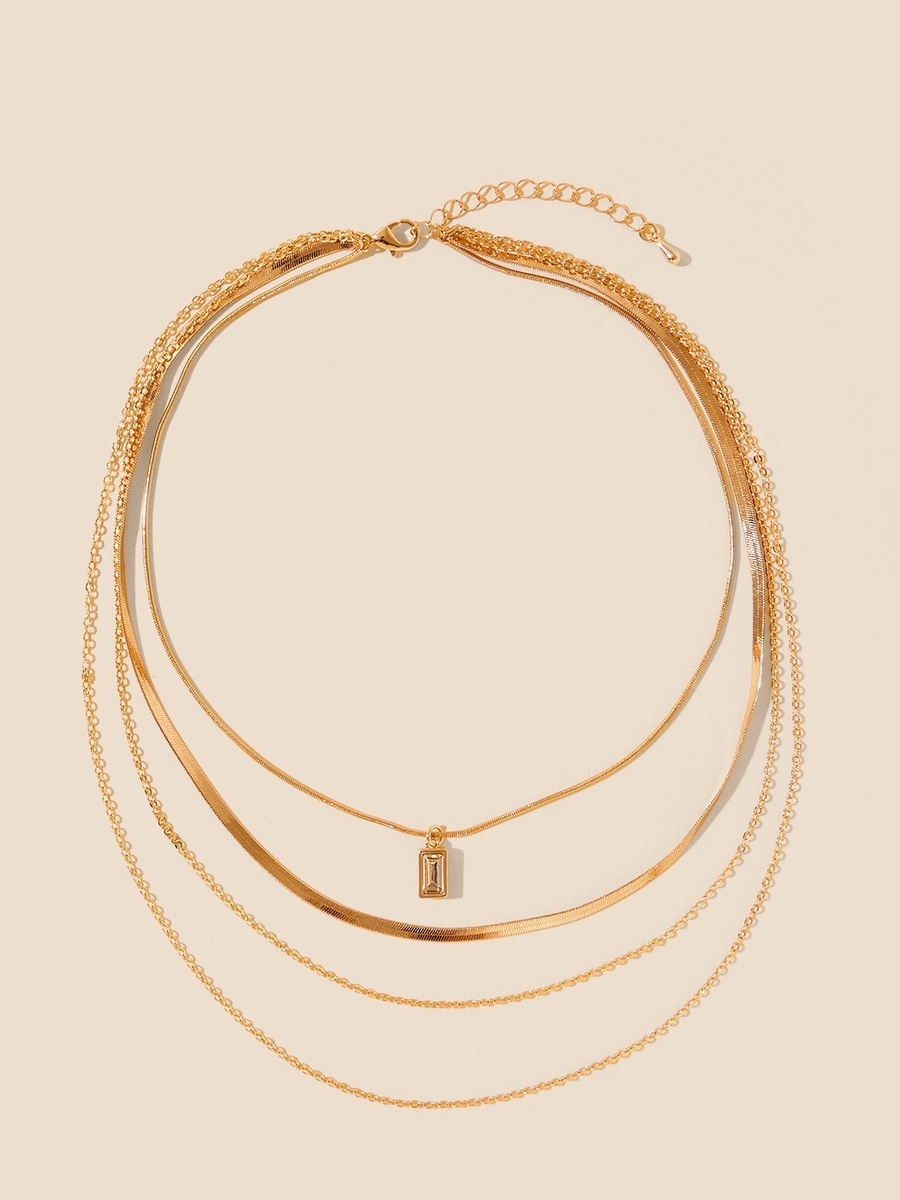 Layered Chain Necklace with Lobster Clasp Closure