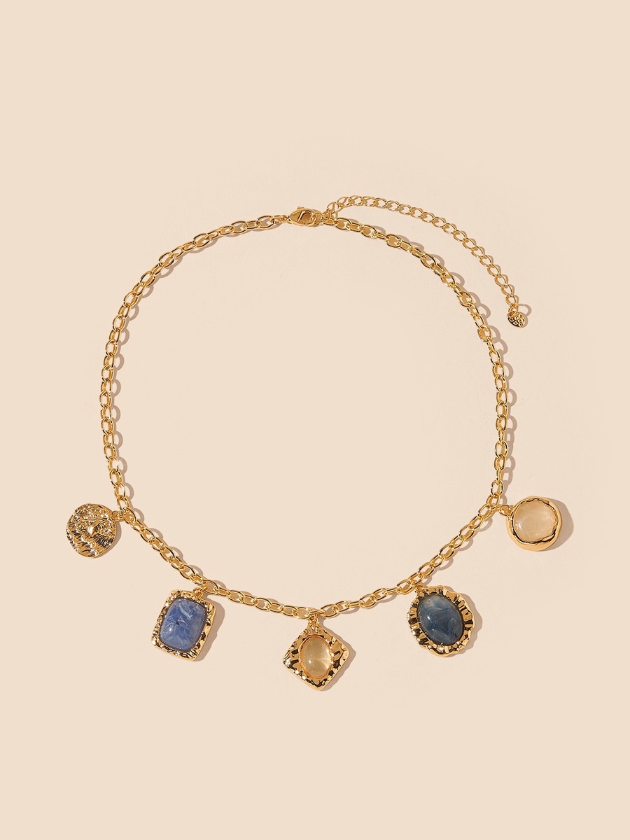 Charm Embellished Necklace with Lobster Clasp Closure