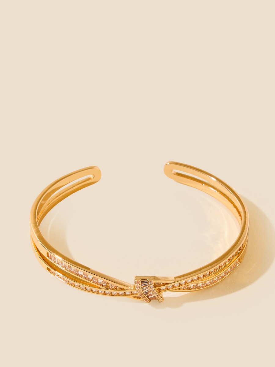 Stone Embellished Cuff Bracelet with Ring