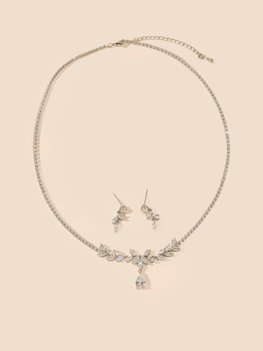 Embellished Pendant Necklace and Earrings Set
