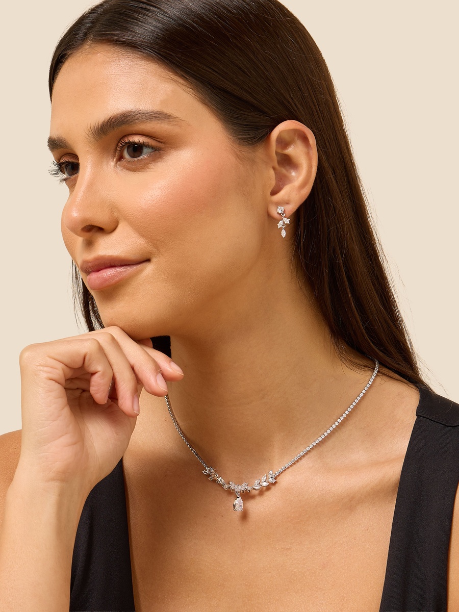 Embellished Pendant Necklace and Earrings Set