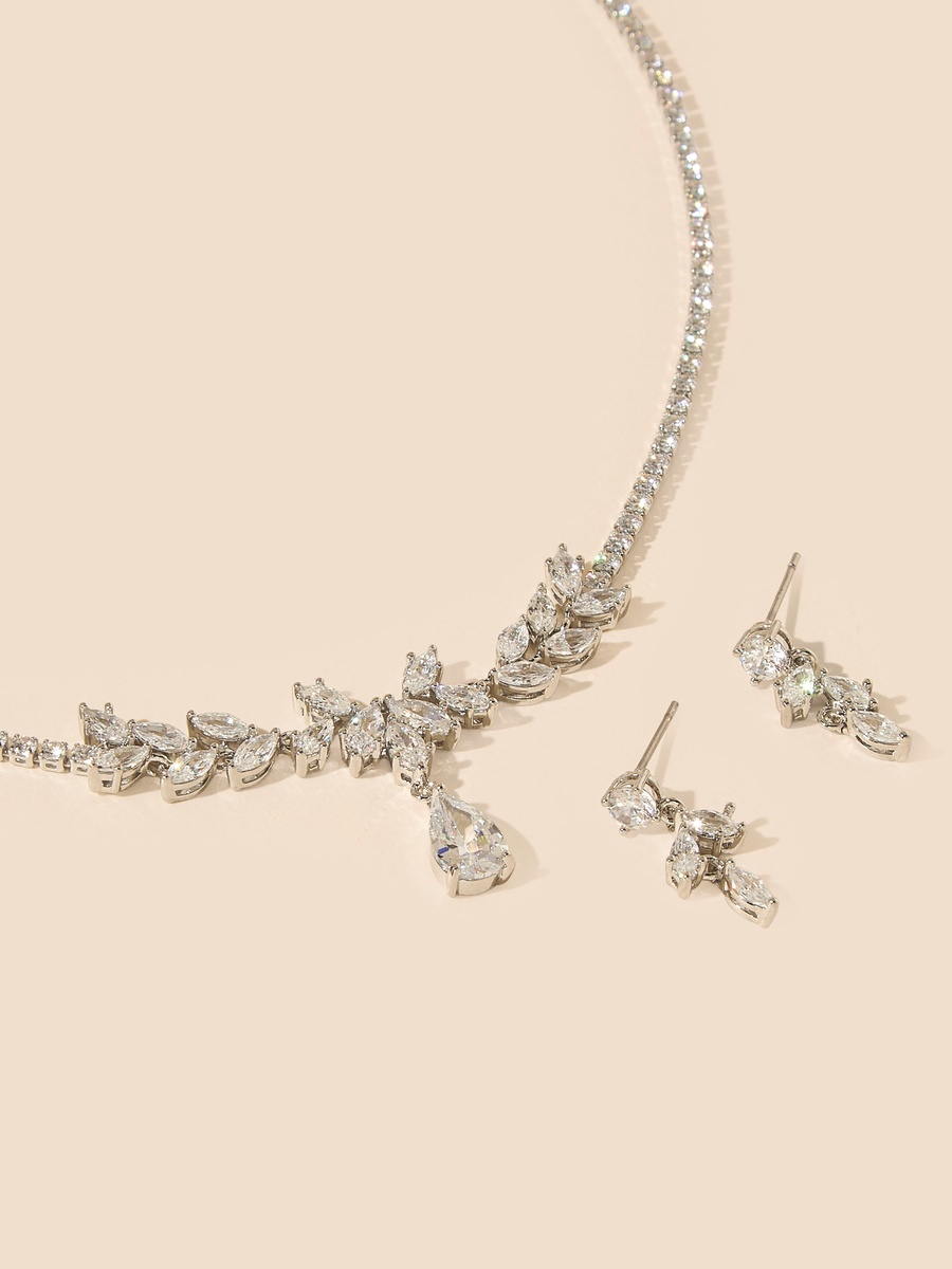 Embellished Pendant Necklace and Earrings Set