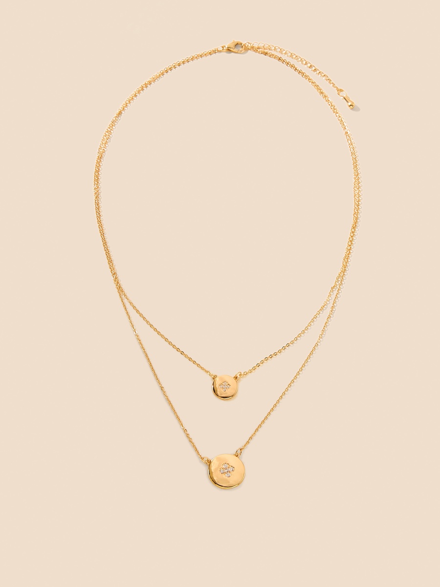 Embellished Pendant Layered Necklace with Earrings