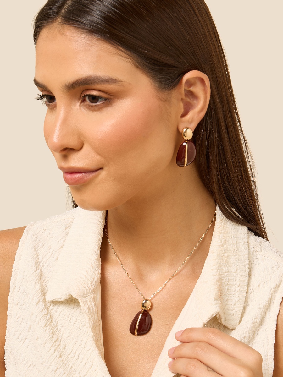 Embellished Pendant Necklace and Earrings Set