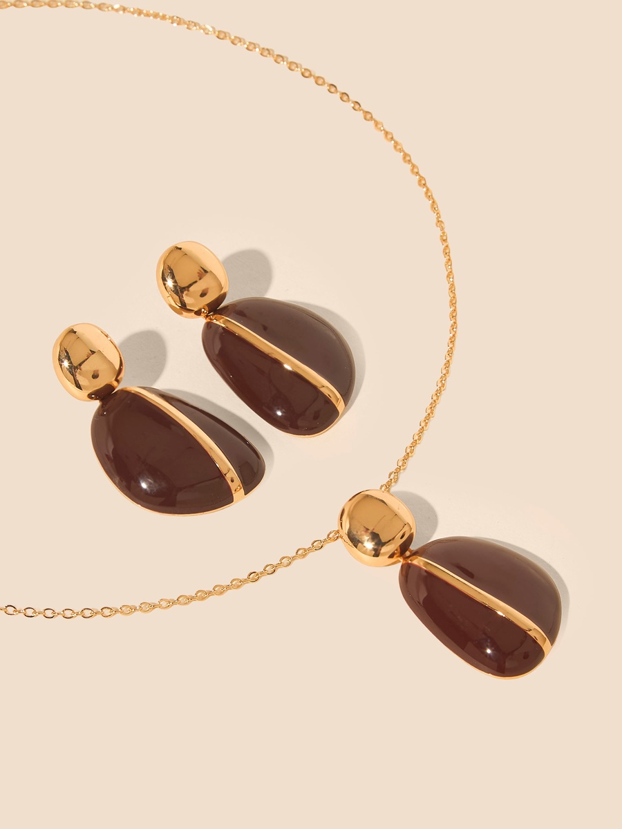 Embellished Pendant Necklace and Earrings Set
