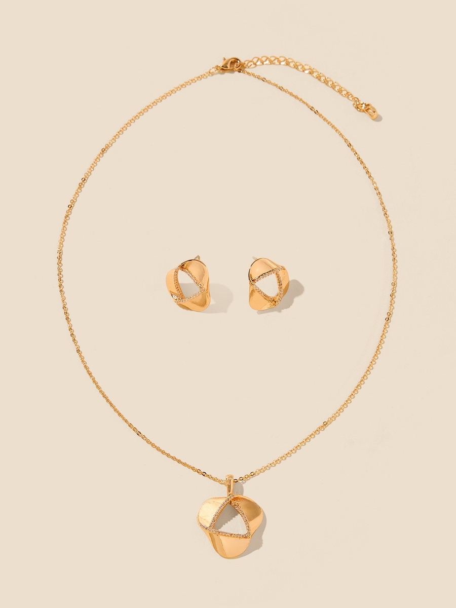 Embellished Pendant Necklace and Stud Earrings Set