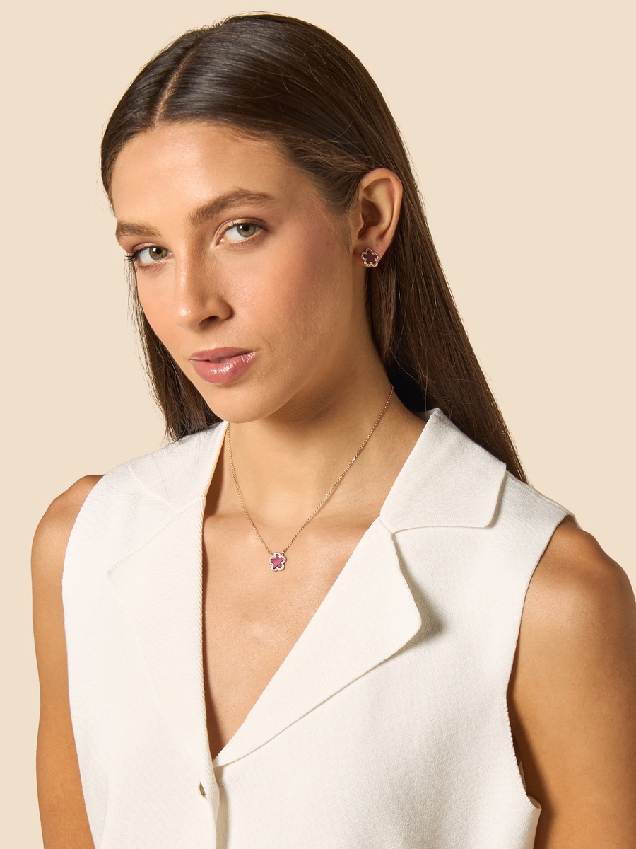 Floral Pendant Necklace and Stud Earrings Set