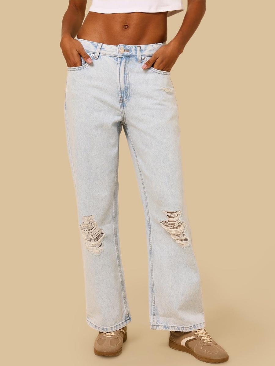 Straight Fit Distressed Jeans