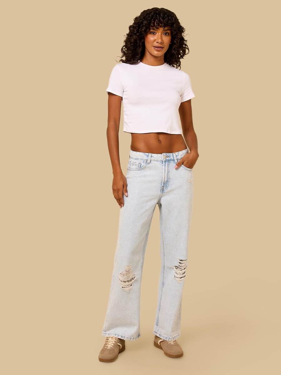 Straight Fit Distressed Jeans