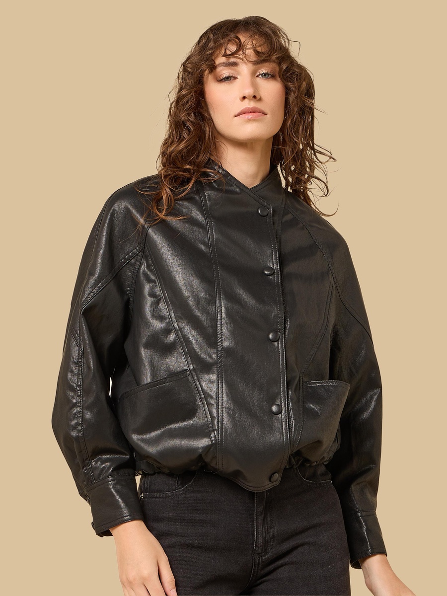 Bomber Jacket with Tie-Up Detail