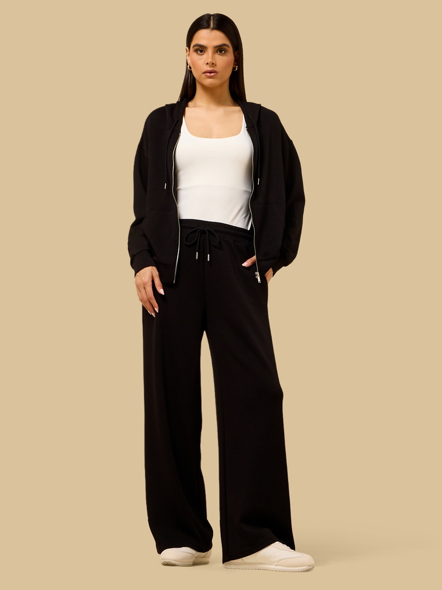 Plain Zip Through Hoodie
