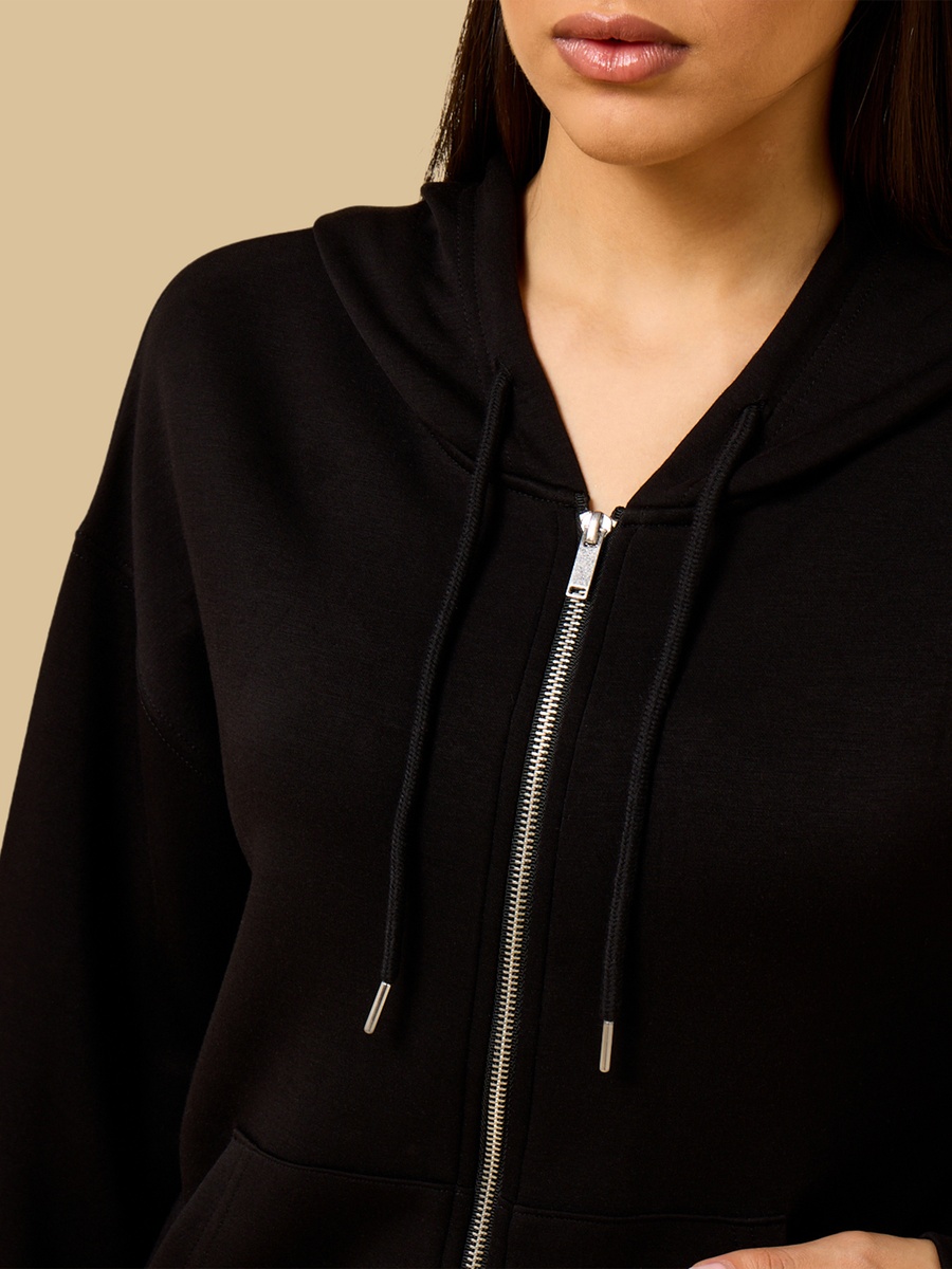 Plain Zip Through Hoodie