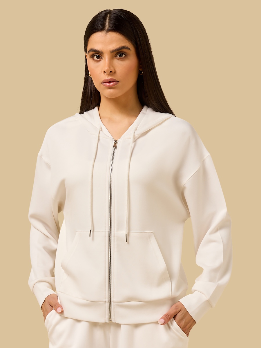 Plain Zip Through Hoodie