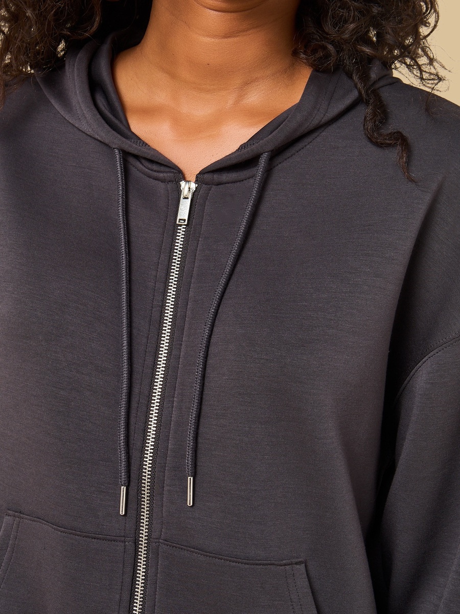 Plain Zip Through Hoodie