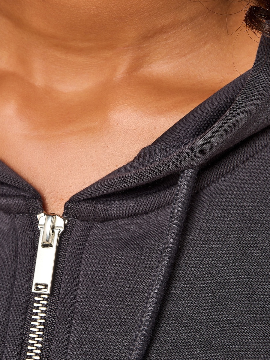 Plain Zip Through Hoodie
