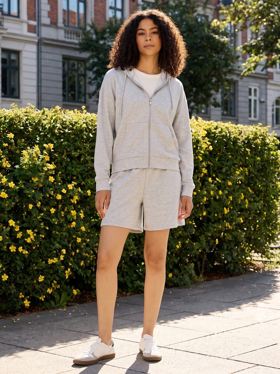 Plain Zip Through Hoodie