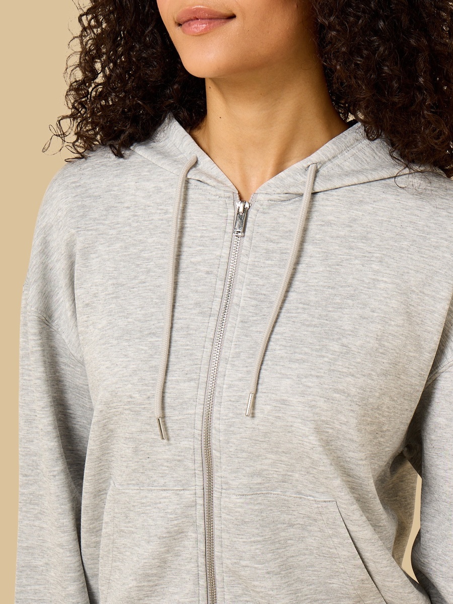 Plain Zip Through Hoodie