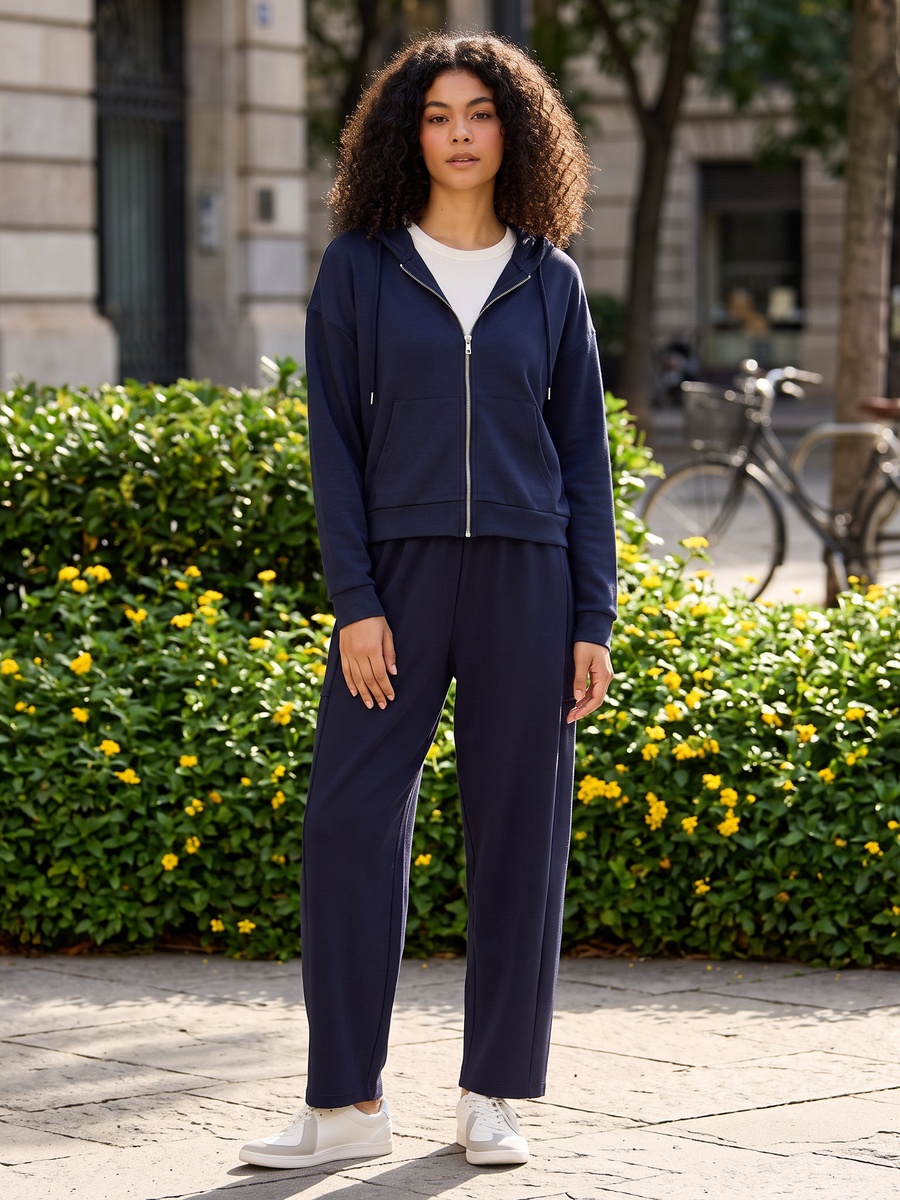 Plain Zip Through Hoodie