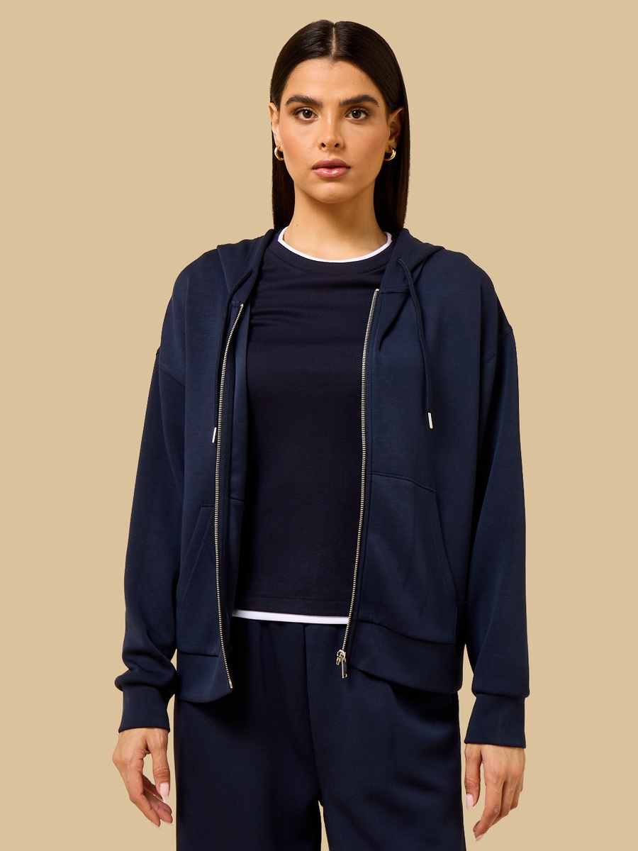 Plain Zip Through Hoodie