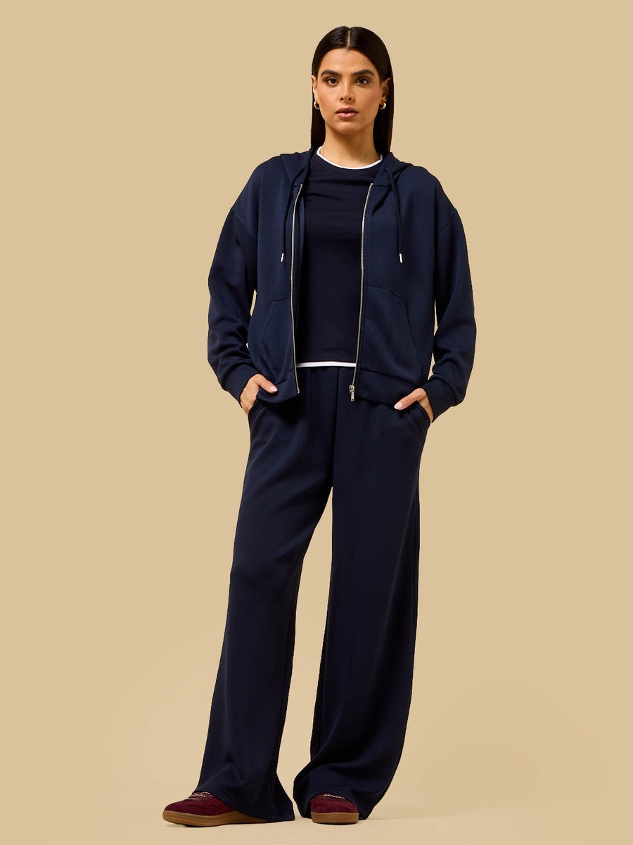 Plain Zip Through Hoodie