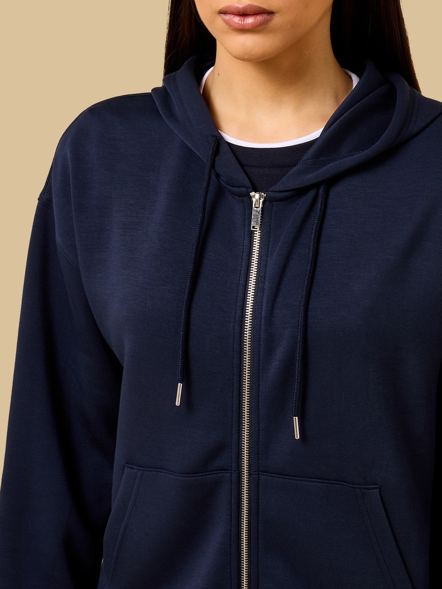 Plain Zip Through Hoodie
