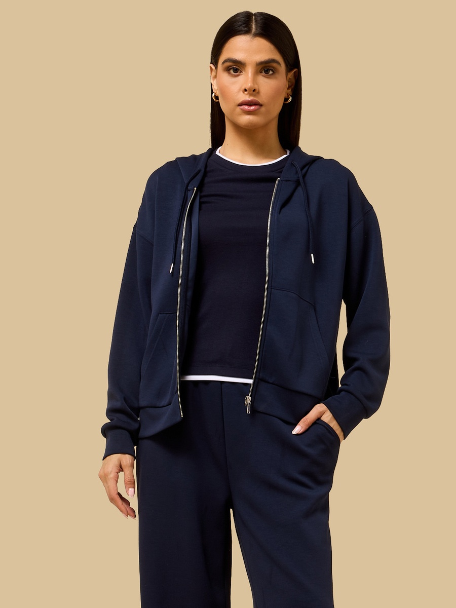 Plain Zip Through Hoodie
