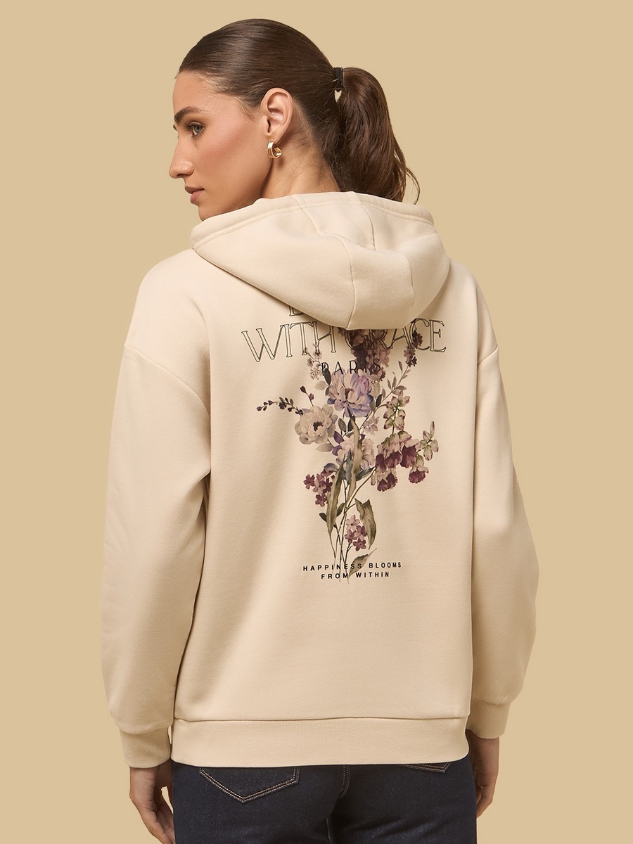 Floral Print Zip Through Hoodie