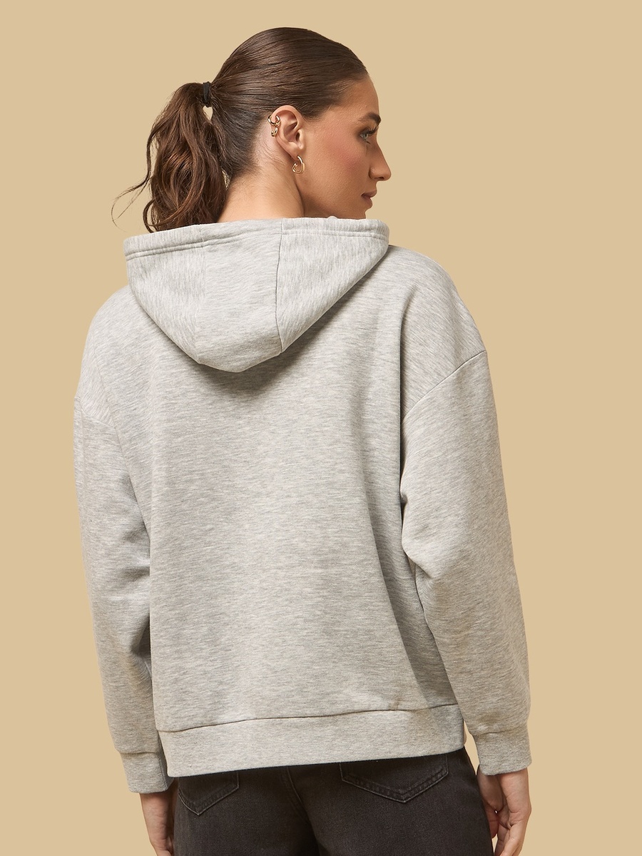 Slogan Print Hooded Sweatshirt
