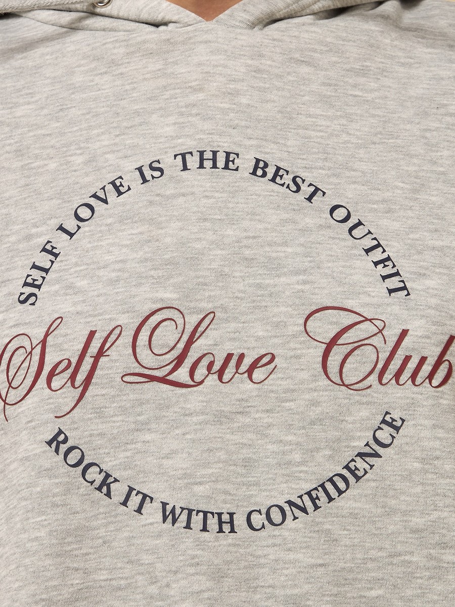 Slogan Print Hooded Sweatshirt