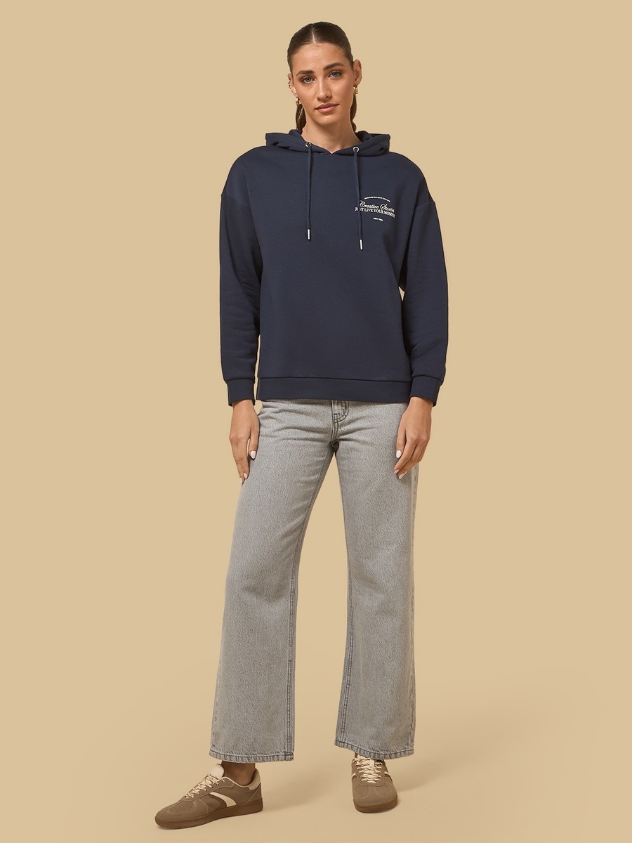 Slogan Print Hooded Sweatshirt