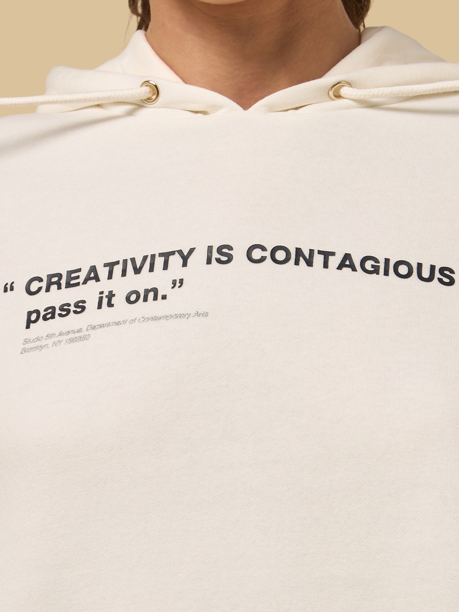 Slogan Print Hooded Sweatshirt