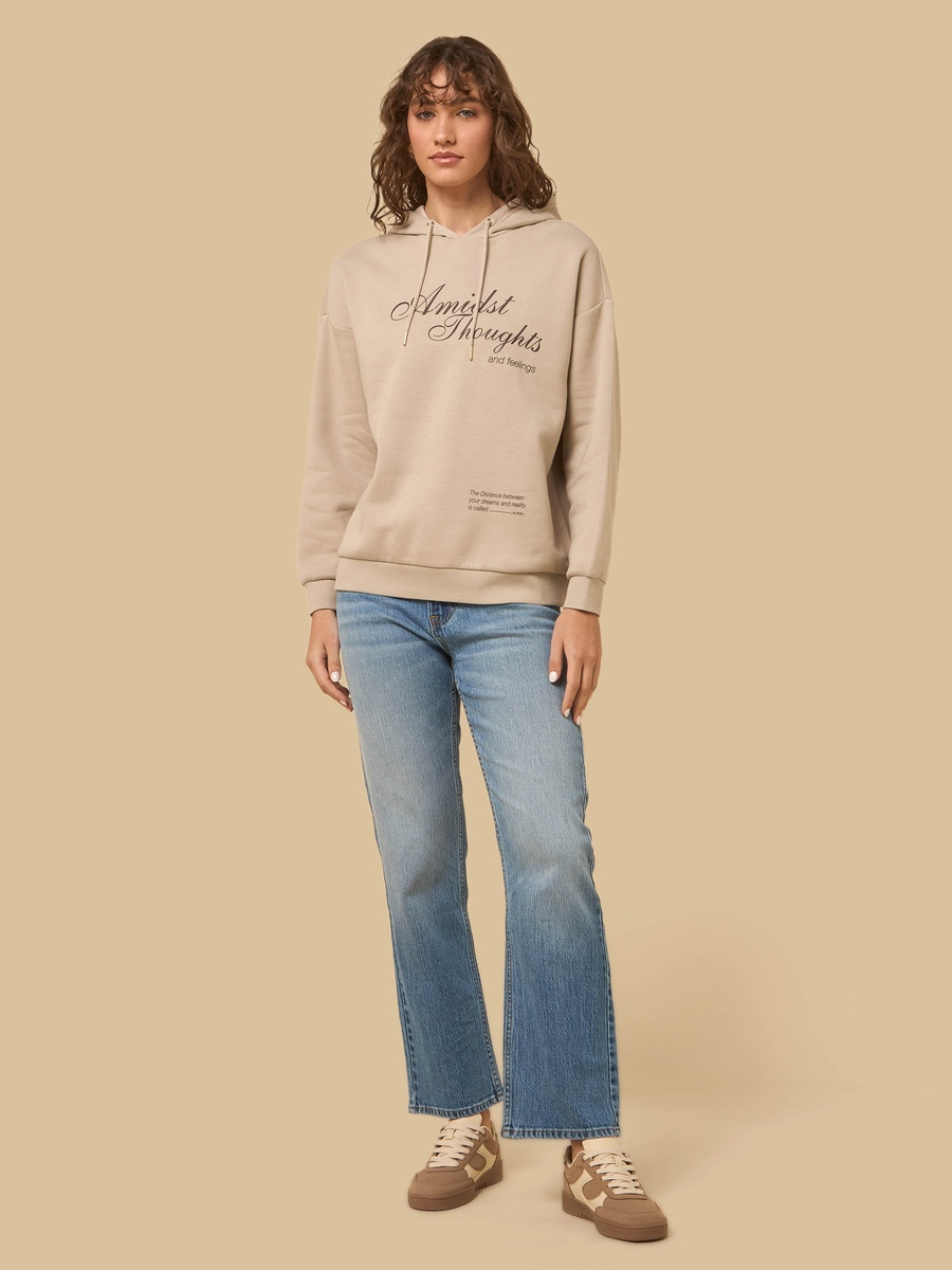 Slogan Print Hooded Sweatshirt