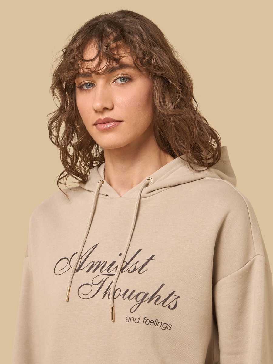 Slogan Print Hooded Sweatshirt