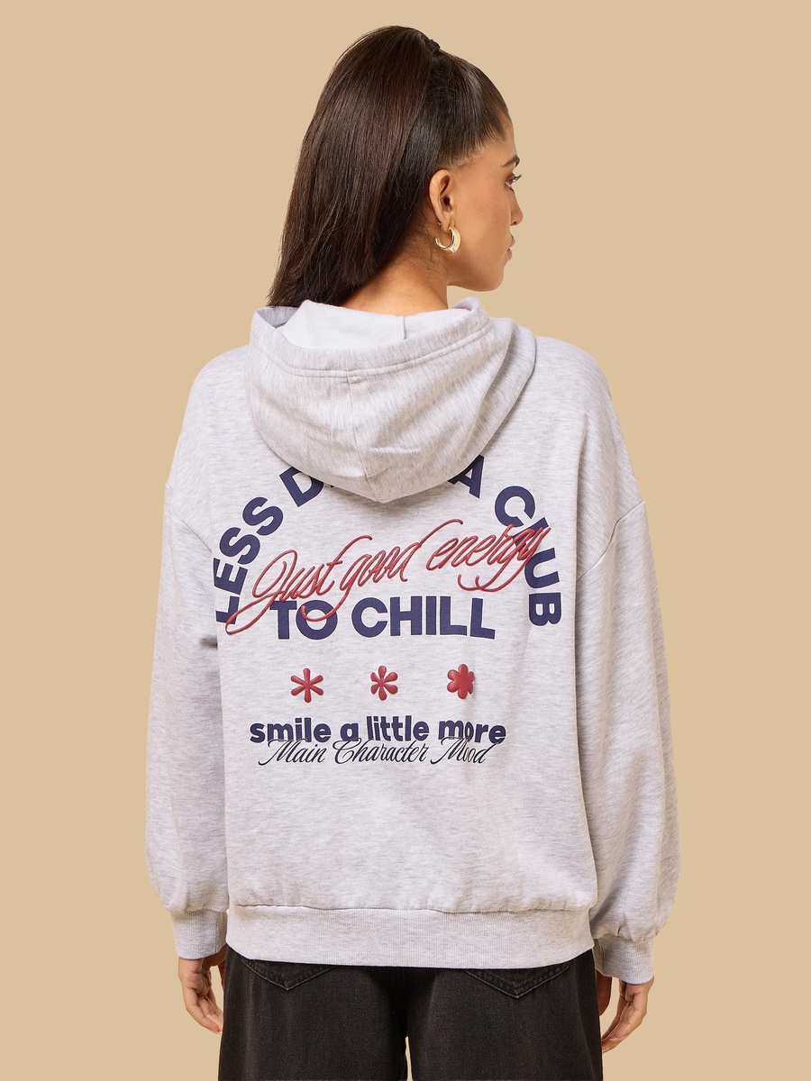 Slogan Print Hooded Sweatshirt