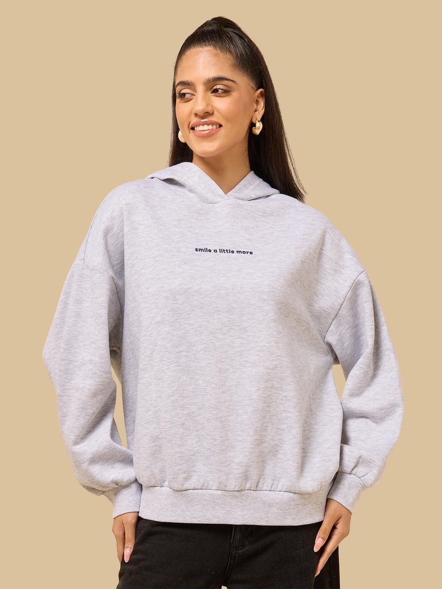 Slogan Print Hooded Sweatshirt