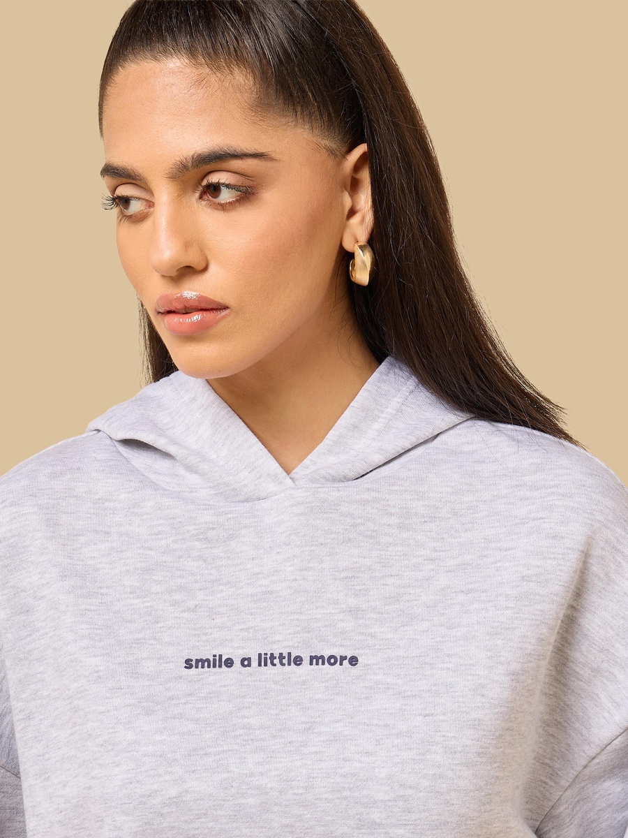 Slogan Print Hooded Sweatshirt