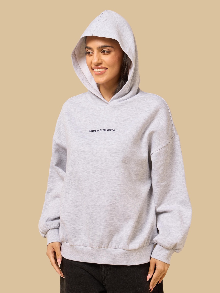 Slogan Print Hooded Sweatshirt