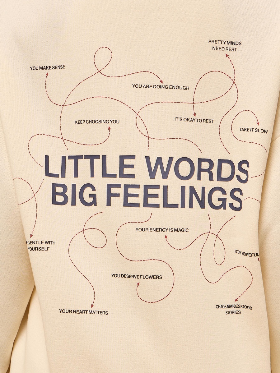 Slogan Print Zip Through Hoodie