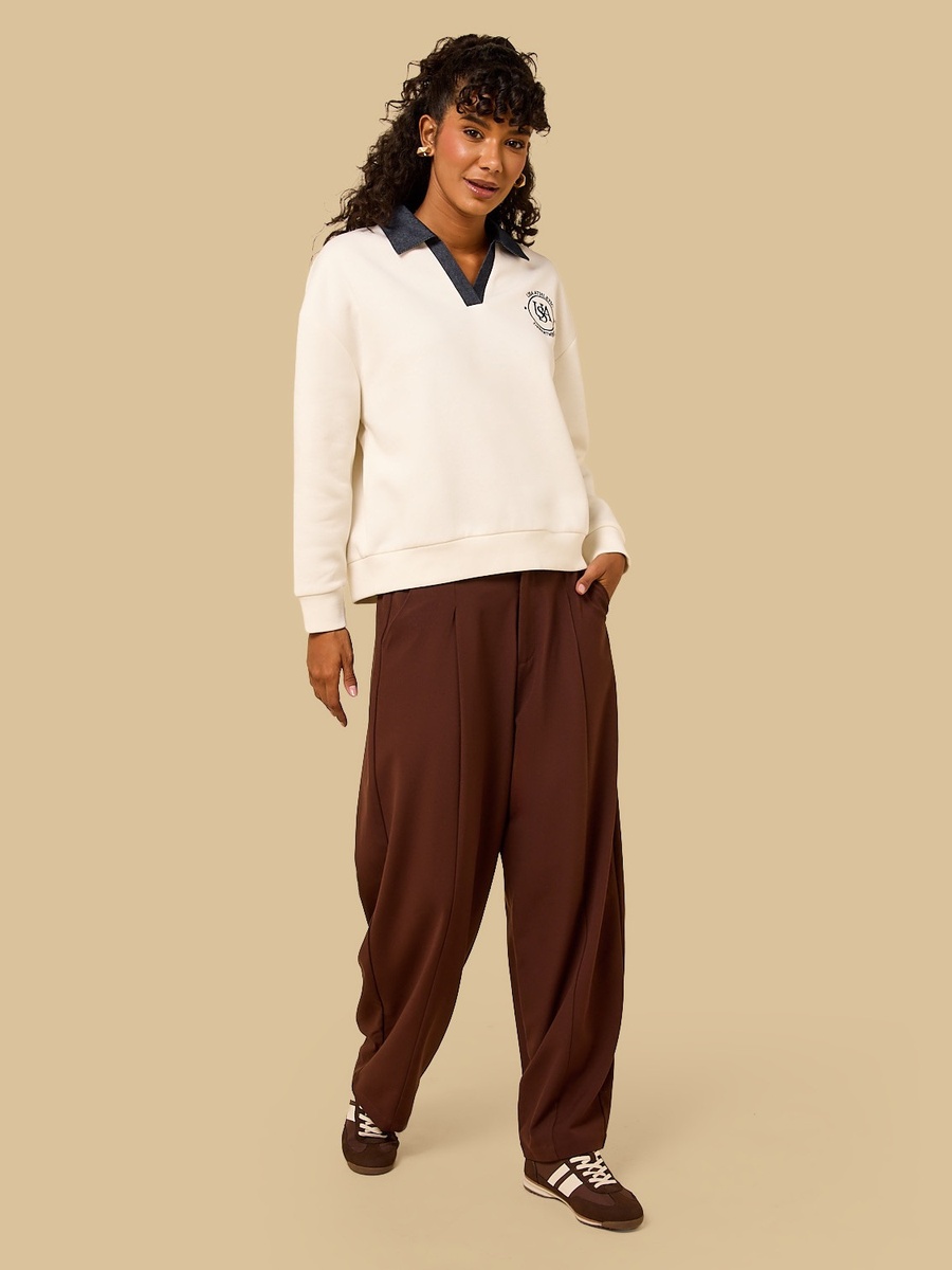 Logo Embroidered Collared Sweatshirt