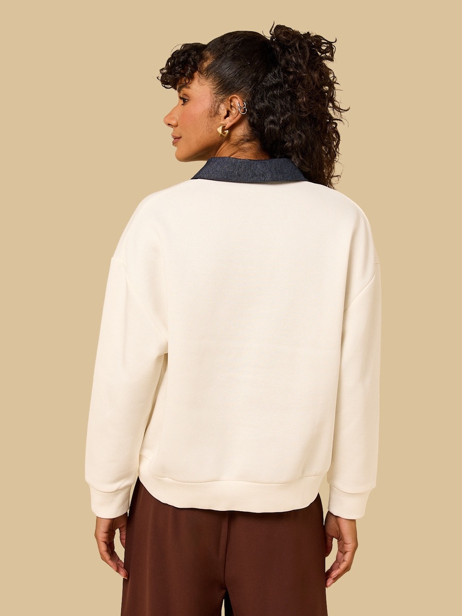 Logo Embroidered Collared Sweatshirt