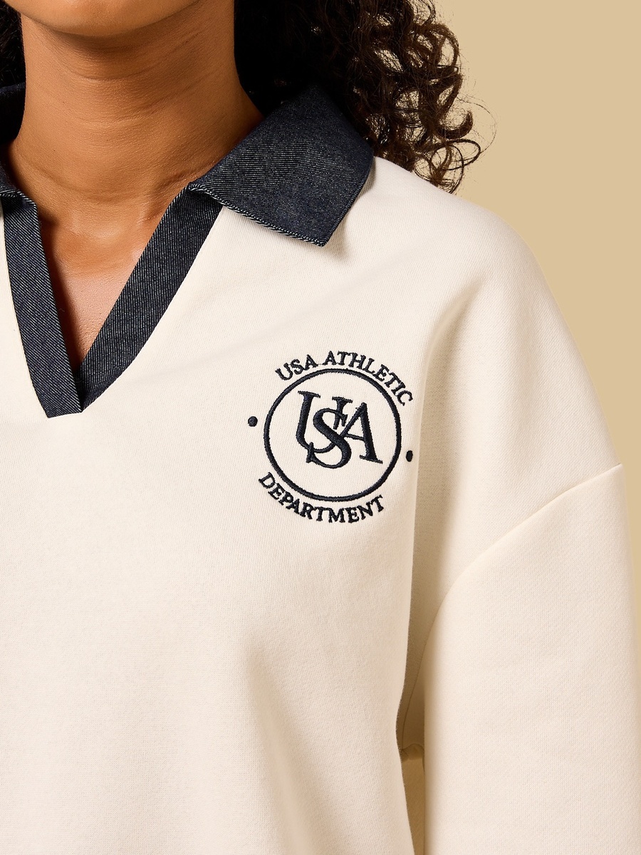 Logo Embroidered Collared Sweatshirt
